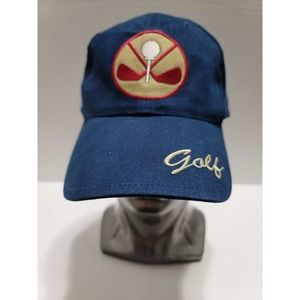 Golf Hat With Adjustable Strap Has Golf Embroidered On Front